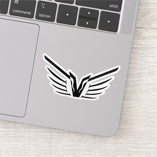 Elegante Vleugel Letter V monogram Sticker (Detail)
