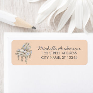 Elegante vleugel met bloemen retouradres etiket