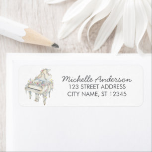 Elegante vleugel met bloemen retouradres etiket