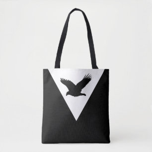 Elegante vliegende adelaar op zwart en wit tote bag