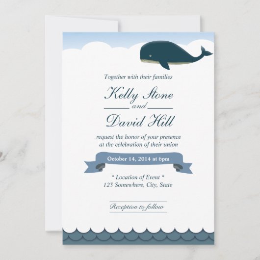 Elegante Vliegende Walvis Bruiloft Uitnodigingen (Voorkant)
