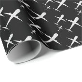 Elegante Vliegtuig Art Patroon Pilot Zwart-wit Cadeaupapier (Rol Hoek)