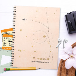 Elegante vliegtuignaam Soft Pink Gold Travel Notitieboek