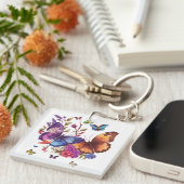 Elegante Vlinder Acryl Sleutelhanger (Voorkant Rechts)