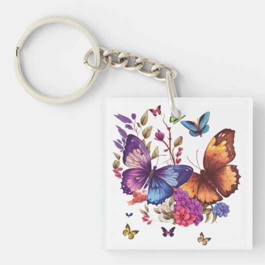 Elegante Vlinder Acryl Sleutelhanger (voorkant)