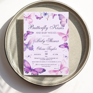 Elegante Vlinder Baby Shower Meisje Paars Roze Uit Kaart
