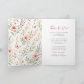 Elegante Vlinder Bloem Bruiloft Bedankkaart (Binnen)