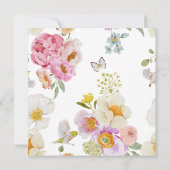 Elegante Vlinder Bloem Doop Uitnodiging (Achterkant)