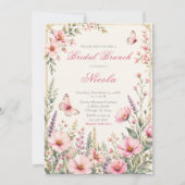 Elegante Vlinder Bloemen Brunch Kaart (Voorkant)