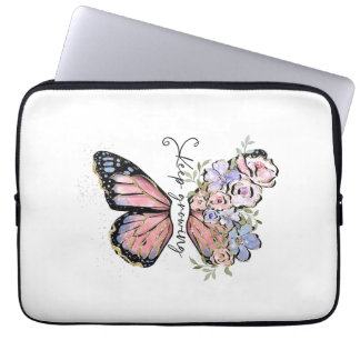 Elegante vlinder, bloemen motivatie Laptop Mouw Sleeve