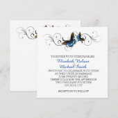 Elegante Vlinder Bloemen Swirls Bruiloft Uitnodige Kaart (Voorkant / Achterkant)