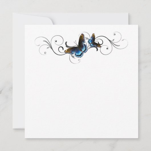 Elegante Vlinder Bloemen Swirls Bruiloft Uitnodige Kaart (Achterkant)