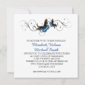 Elegante Vlinder Bloemen Swirls Bruiloft Uitnodige Kaart (Voorkant)