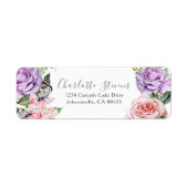 Elegante Vlinder Bloemen Waterverf Bruiloft Etiket (Voorkant)