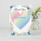 Elegante Vlinder Bloemhart Trouw Bedankt  (Staand voorkant)