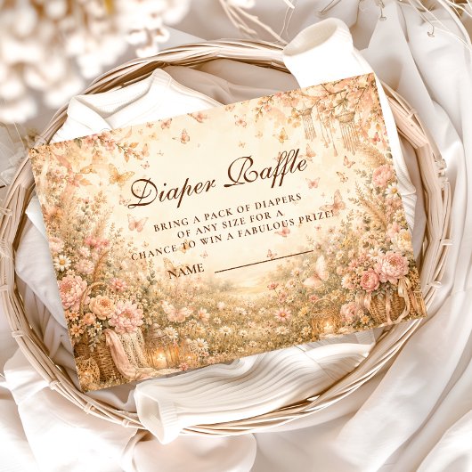 Elegante Vlinder Boho Luier Raffle Informatiekaartje