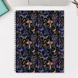 Elegante Vlinder Botanische Nacht Patroon Notitieboek