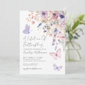 Elegante Vlinder Bruidsfeest Kaart (Staand voorkant)