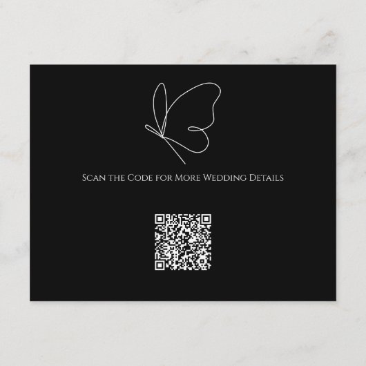 Elegante vlinder bruiloft details behuizing Kaart (Achterkant)