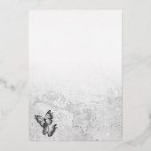 Elegante Vlinder Bruiloft Echt Zilver Folie Uitnodiging (Achterkant)