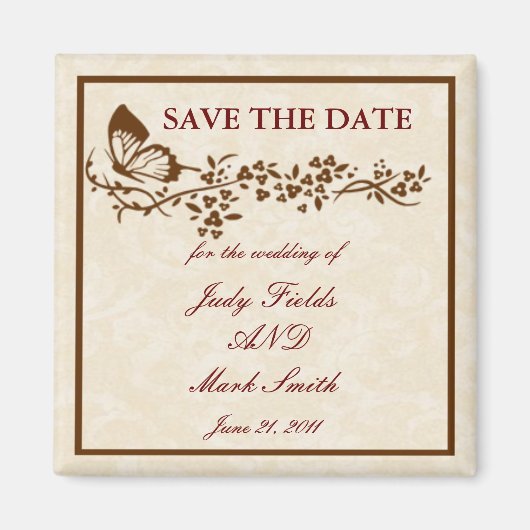 Elegante Vlinder Bruiloft Save The Date Magneet (Voorkant)