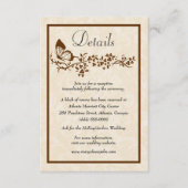 Elegante vlinder en bloemen bruiloft details informatiekaartje (Voorkant)