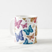 Elegante vlinder en bloemenglitter Mok (Voorkant links)