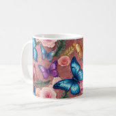 Elegante vlinder en bloemenglitter Mok (Voorkant links)