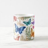 Elegante vlinder en bloemenglitter Mok (Center)