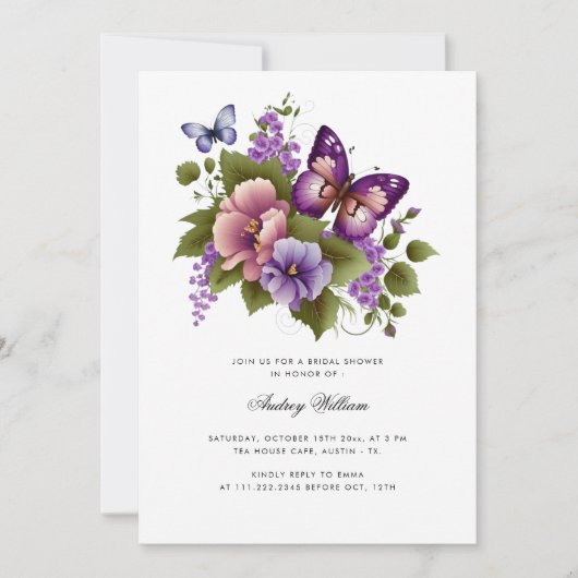 Elegante Vlinder en Bloom Vrijgezellenfeest Kaart (Voorkant)