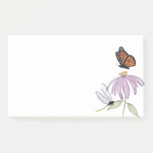 Elegante Vlinder en Paarse Bloem Stijlvolle blanco Post-it® Notes
