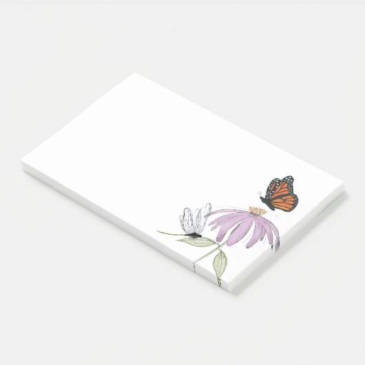 Elegante Vlinder en Paarse Bloem Stijlvolle spatie Post-it® Notes (Schuin)