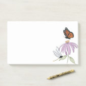 Elegante Vlinder en Paarse Bloem Stijlvolle spatie Post-it® Notes (Op bureau)