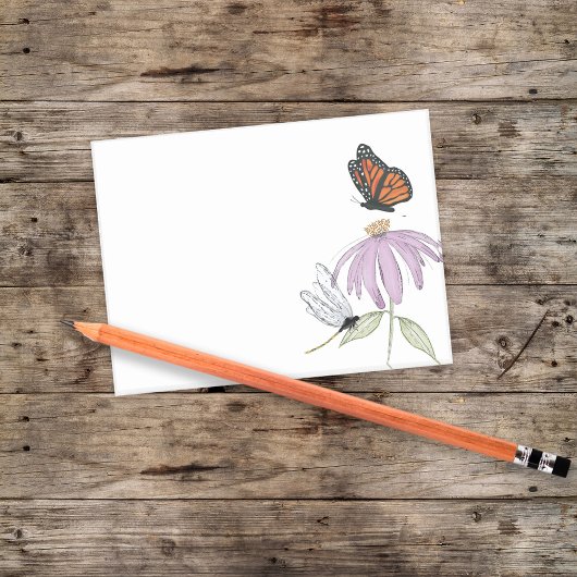 Elegante Vlinder en Paarse Bloem Stijlvolle spatie Post-it® Notes