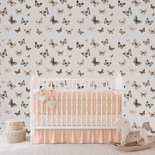 Elegante vlinder gedempt neutrale blush meisje kin behang