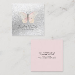 Elegante vlinder glitter blush vierkante visitekaartje