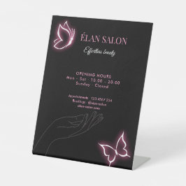Elegante Vlinder Glow Chic Schoonheidssalon Reclamebord Met Voetstuk