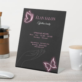 Elegante Vlinder Glow Chic Schoonheidssalon Reclamebord Met Voetstuk
