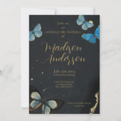 Elegante Vlinder Goud Zwart Volwassen Verjaardag Kaart (Voorkant)