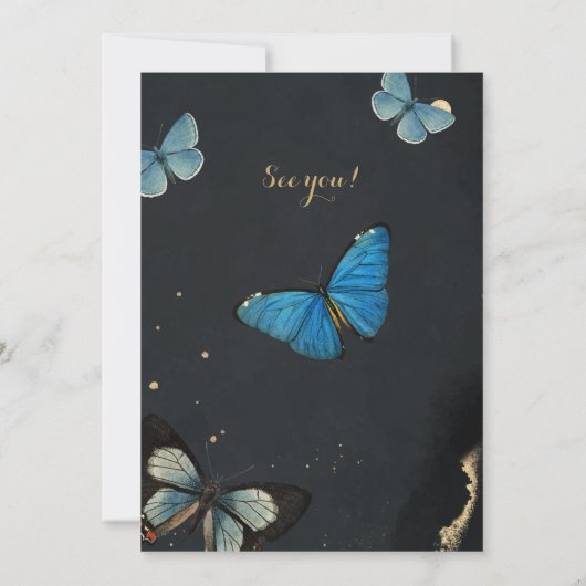 Elegante Vlinder Goud Zwart Volwassen Verjaardag Kaart (Achterkant)