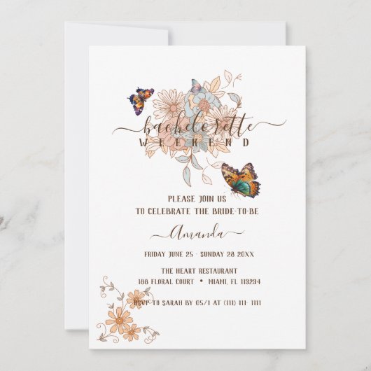 Elegante Vlinder Groovy Kunst Meisjesuitje Weekend Kaart (Voorkant)