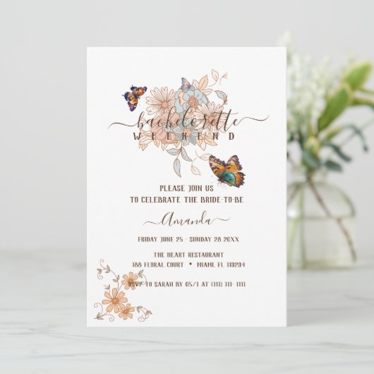 Elegante Vlinder Groovy Kunst Meisjesuitje Weekend Kaart (Staand voorkant)