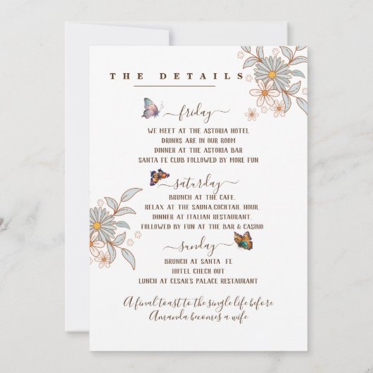 Elegante Vlinder Groovy Kunst Meisjesuitje Weekend Kaart (Achterkant)