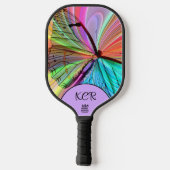 Elegante Vlinder Kleurrijke Initialen USA Official Pickleball Paddle (Achterkant)