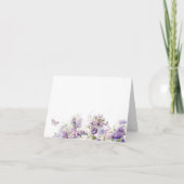 Elegante vlinder kussen paarse bloemen Watercolo Bedankkaart (Achterkant)