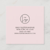 Elegante Vlinder Logo Merk Blush Vierkante Visitekaartje (Achterkant)