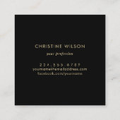 Elegante vlinder logo op zwart vierkante visitekaartje (Achterkant)