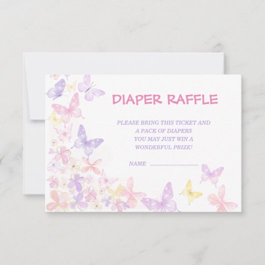 Elegante Vlinder Luier Raffle Baby shower (Voorkant)