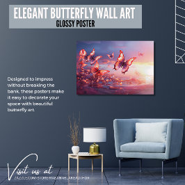 Elegante Vlinder Muur Kunst Glanzende Poster