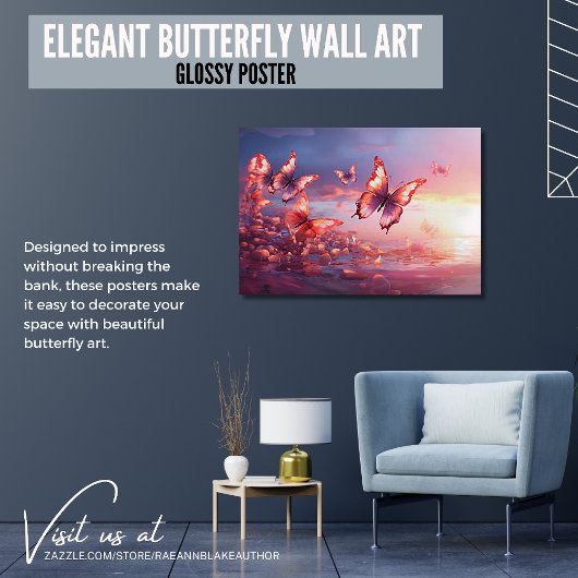Elegante Vlinder Muur Kunst Glanzende Poster